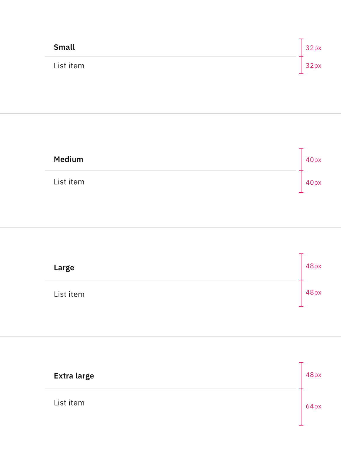 Height sizes for on-page variant